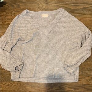 Altar'd State Women's V-Neck Light Gray Sweater